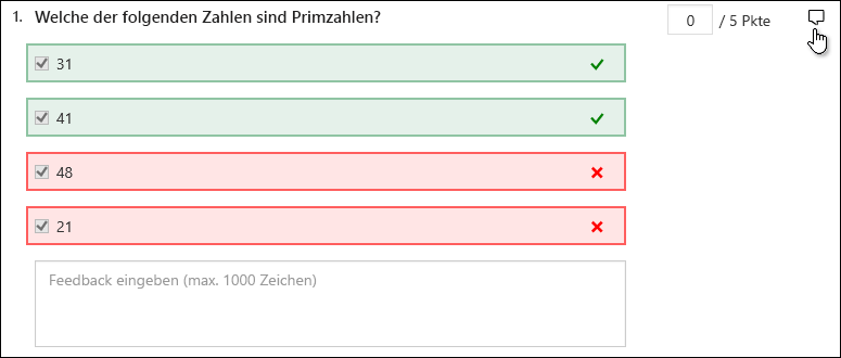 Antworten auf Quizfragen.