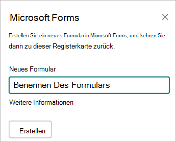 Geben Sie einen Namen für ihr neues Formular ein.