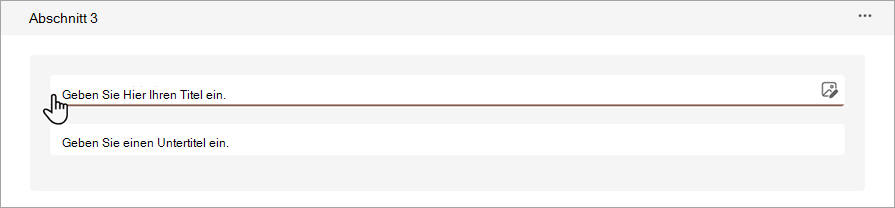 Screenshot, der zeigt, wo Sie einen neuen Titel in einem Formular oder Quiz eingeben können.