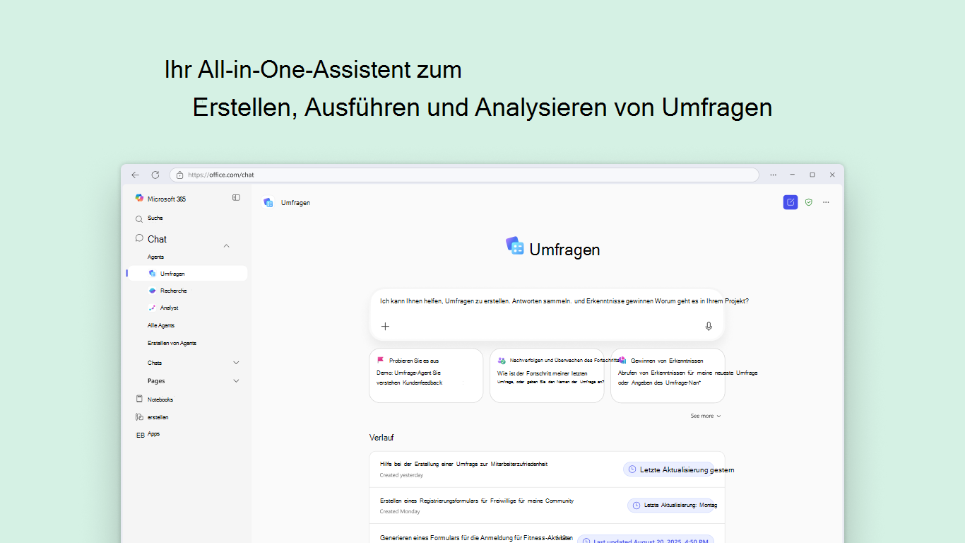 Erste Schritte mit dem Umfrage-Agent in Microsoft 365 Copilot ...