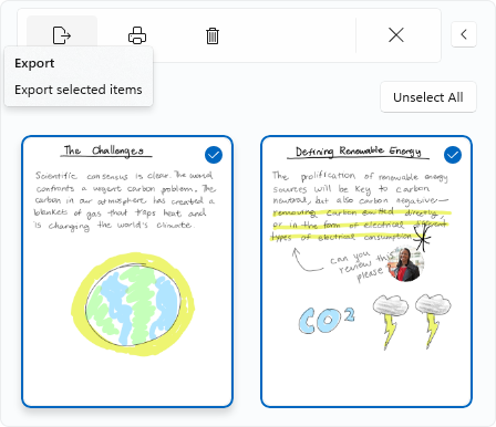 Export aus seitenseitigem Bereich