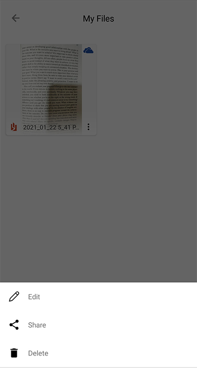 Screenshot von Microsoft Lens auf einem Android-Smartphone