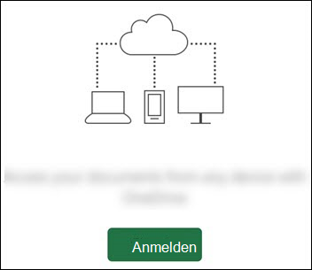 Verschiedene Geräte, die mit einer Cloud verbunden sind. Eine Anmeldeschaltfläche ganz unten.