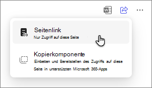 Copilot-Seiten-Option zum Freigeben einer Seite über einen Seitenlink.