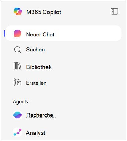 Screenshot: Anzeigen von Agents im linken Navigationsbereich