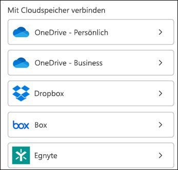 Wählen Sie Ihren Clouddienst aus.