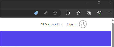 Zeigt die Microsoft 365-Seite mit einem generischen Kontosymbol in der oberen rechten Ecke an.