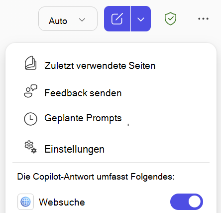 Screenshot der Umschaltfläche für die Websuche in Copilot Chat