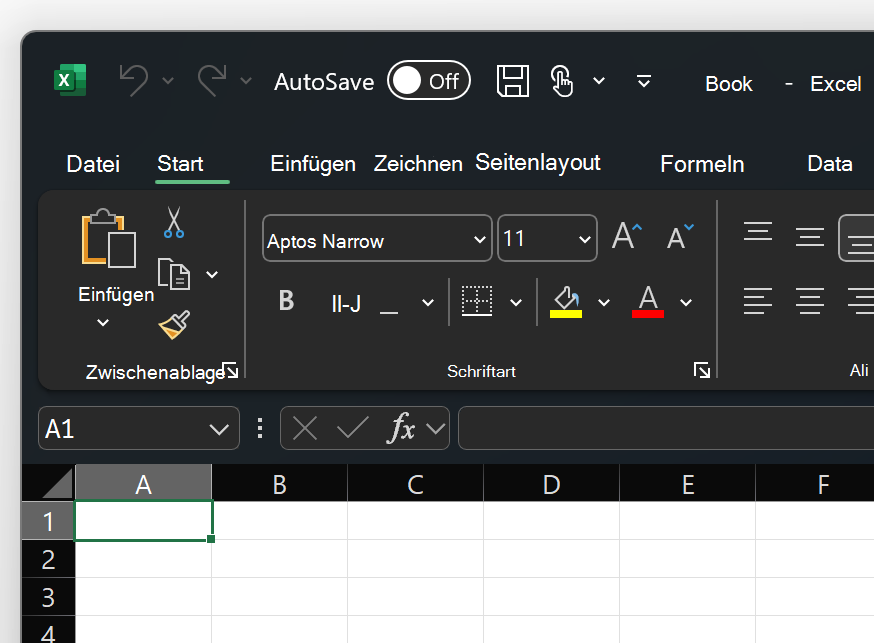 Screenshot der oberen linken Seite des Designs 
