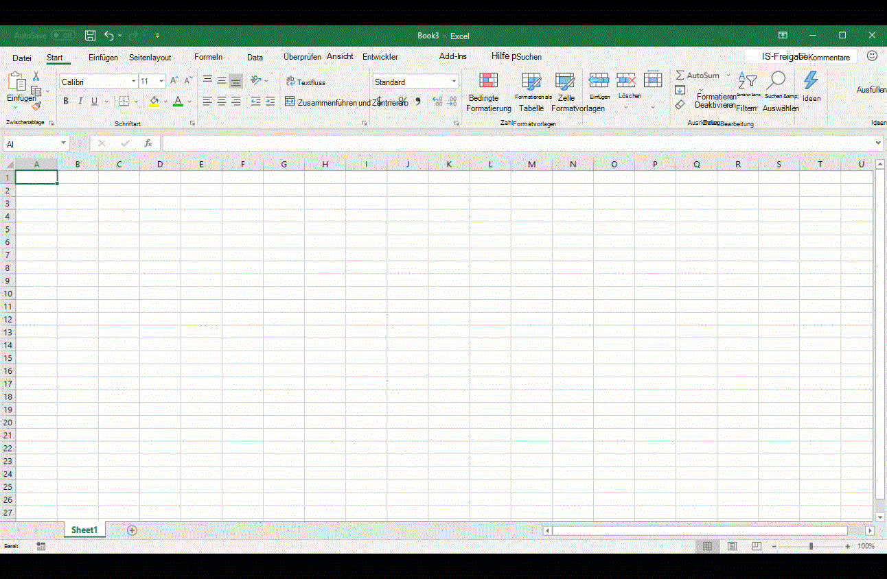 Animiertes Bild von Ideen in Excel in Aktion