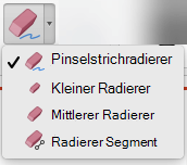 Auf dem Mac verfügt PowerPoint für Office 365 über vier Radierer für digitale Freihandeingaben.