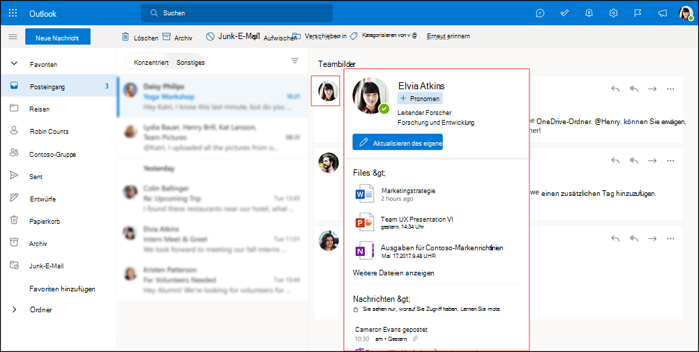 LPC Outlook beim Daraufzeigen