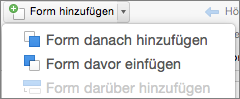 Eine Form davor oder danach hinzufügen