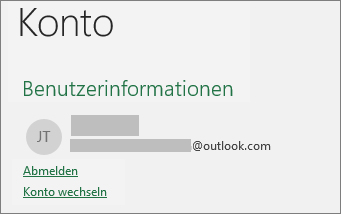 Zeigt den Link zum Abmelden in der Backstage-Ansicht von Office unter Windows an.
