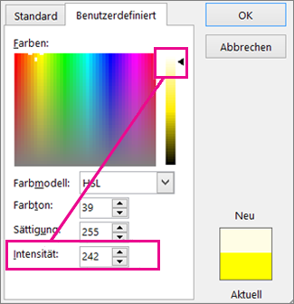 Sliding the selection up the luminance scale increases the Lum value