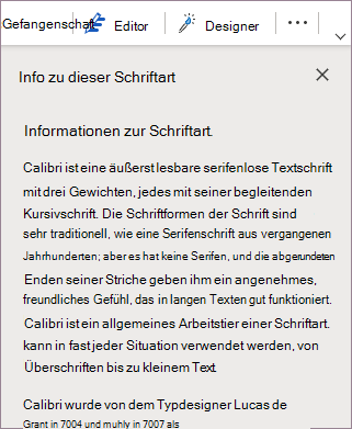 Informationen zu diesem Schriftartbereich