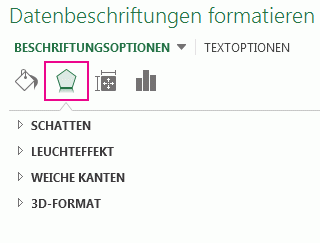 Registerkarte 'Effekte' im Bereich 'Datenbeschriftungen formatieren'