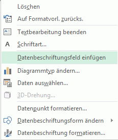 Befehl 'Datenbeschriftungsfeld einfügen' im Kontextmenü