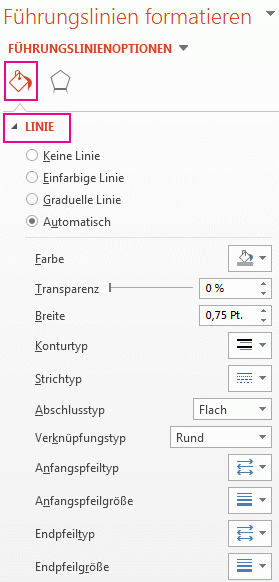 Liniensymbol im Bereich 'Führungslinien formatieren'