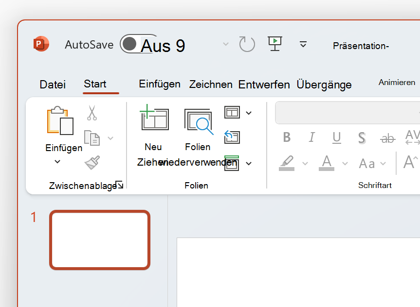 Screenshot der oberen linken Seite des Designs 