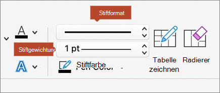 Screenshot der Rahmenoptionen mit Anmerkungen.