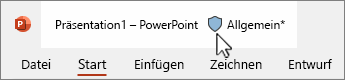 Vertraulichkeitsbezeichnung bei Präsentation