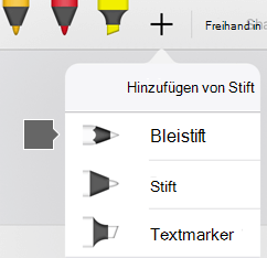 Der Stiftkatalog in Office für iPad und iPhone enthält eine Bleistifttextur