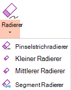 PowerPoint für Office 2019 verfügt über vier Radierer für digitale Freihandeingaben.