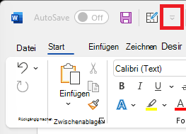 Abbildung des Symbols für den Schnellzugriff über dem Menüband