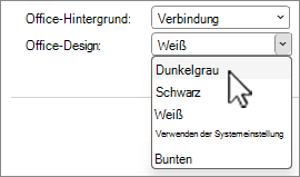 Screenshot der Office-Designauswahl.
