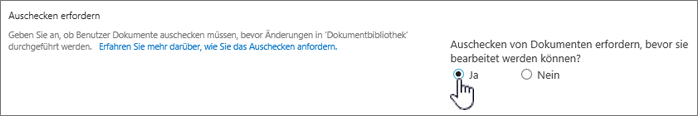 Einstellungsdialogfeld mit hervorgehobener Option 