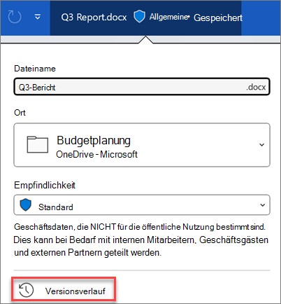 Versionsverlauf in Microsoft 365