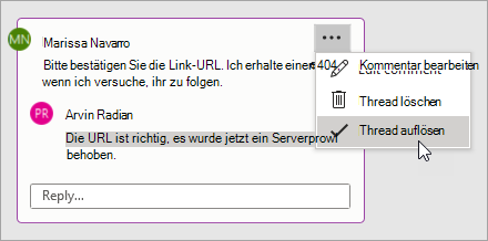 Mit einem Kommentar arbeiten