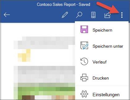 Das Dateimenü in Word für Android