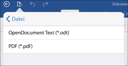 Tippen Sie auf Dateiexport > , um Ihr Dokument in PDF zu exportieren