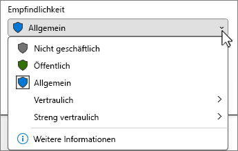 Menü der Empfindlichkeitsleiste