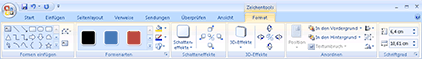 Zeichentools, Registerkartenbild formatieren