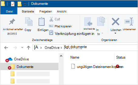 Explorer mit OneDrive-Synchronisation Fehler