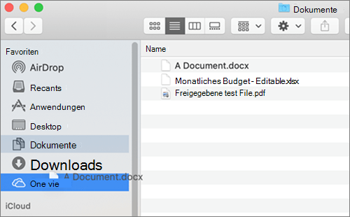 Fenster in Mac Finder mit Drag & Drop zum Verschieben von Dateien