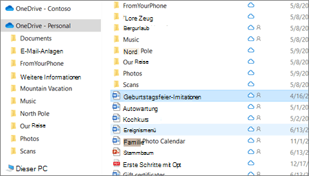 Der Screenshot zeigt den OneDrive-Ordner 