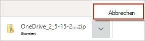 OneDrive-Dialogfeld zum Abbrechen des Downloads
