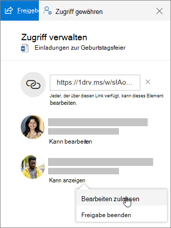 Screenshot des Bereichs 