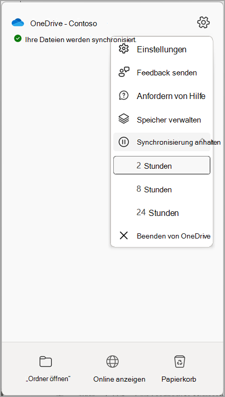 OneDrive-Einstellungen Synchronisierung anhalten