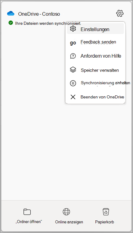 OneDrive-Einstellungen Synchronisierung beenden
