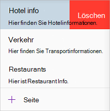 Löschen einer Seite in OneNote für iOS