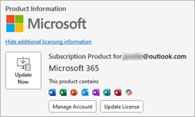 Screenshot: Produktinformationen im klassischen Outlook