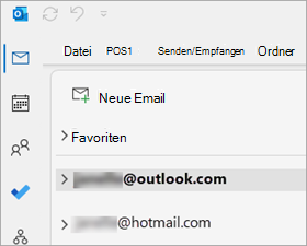 Screenshot: Postfächer für persönliche Microsoft-Konten im klassischen Outlook