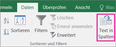 Auswählen von Datentext > in Spalten