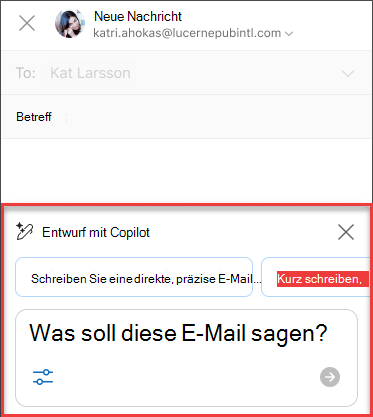 Einige Was soll Text in dieser E-Mail für Entwurf mit Copilot in Outlook enthalten