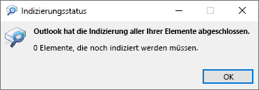 Indizierungsstatus für die Outlook-Suche